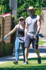 KRISTEN BELL and Dax Shepard Wearing Masks at Griffith Park in Los Angeles 04/21/2020