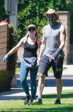 KRISTEN BELL and Dax Shepard Wearing Masks at Griffith Park in Los Angeles 04/21/2020
