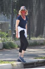 KYRA SEDGWICK Wearing Bandana Mask Out and About in Silverlake 04/23/2020