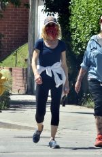 KYRA SEDGWICK Wearing Bandana Mask Out and About in Silverlake 04/23/2020