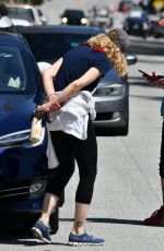 KYRA SEDGWICK Wearing Bandana Mask Out and About in Silverlake 04/23/2020