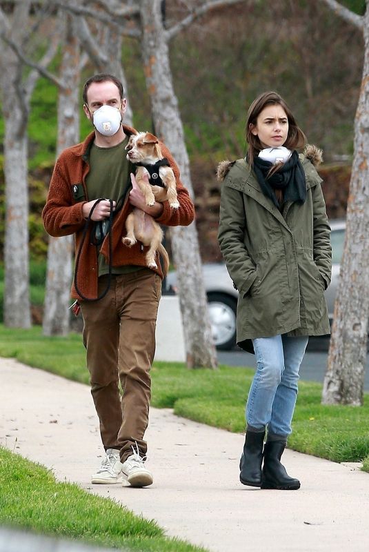 LILY COLLINS and Charlie McDowell Out in Los Angeles 04/10/2020