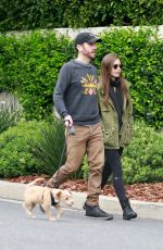 LILY COLLINS and Charlie McDowell Out with Her Dog in Los Angeles 04/08/2020