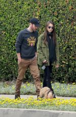 LILY COLLINS and Charlie McDowell Out with Her Dog in Los Angeles 04/08/2020