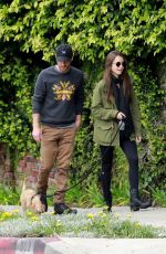 LILY COLLINS and Charlie McDowell Out with Her Dog in Los Angeles 04/08/2020