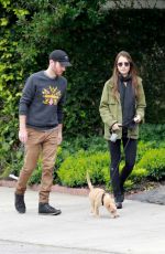 LILY COLLINS and Charlie McDowell Out with Her Dog in Los Angeles 04/08/2020
