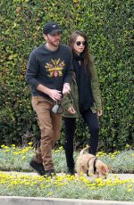 LILY COLLINS and Charlie McDowell Out with Her Dog in Los Angeles 04/08/2020