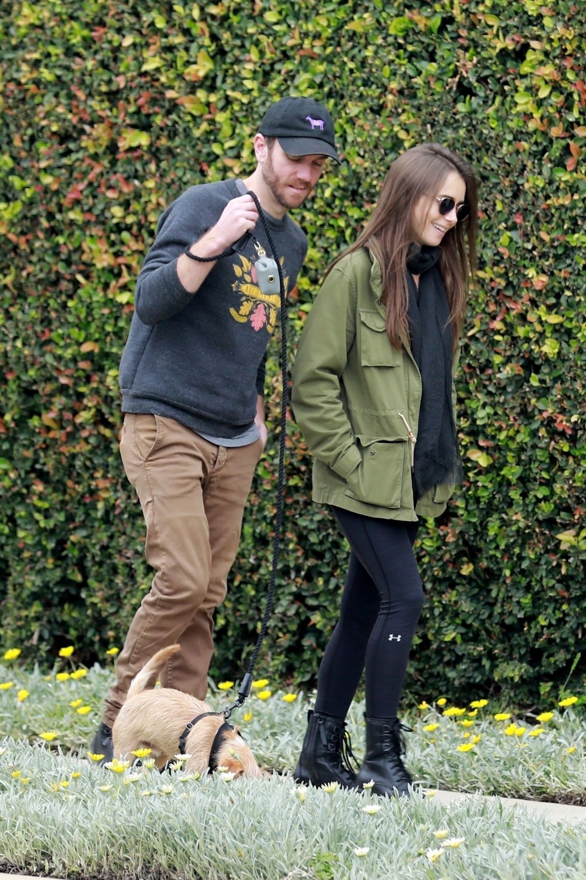 LILY COLLINS and Charlie McDowell Out with Her Dog in Los Angeles 04/08 ...