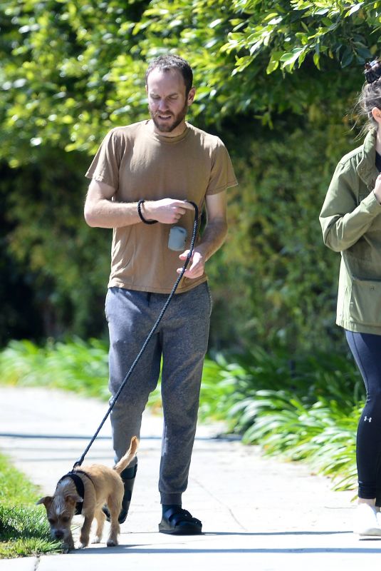 LILY COLLINS and Charlie McDowell Out with Their Dog in Beverly Hills 04/01/2020