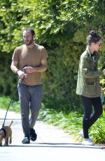 LILY COLLINS and Charlie McDowell Out with Their Dog in Beverly Hills 04/01/2020