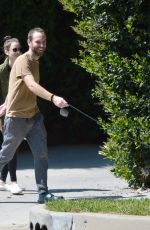 LILY COLLINS and Charlie McDowell Out with Their Dog in Beverly Hills 04/01/2020