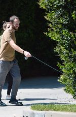 LILY COLLINS and Charlie McDowell Out with Their Dog in Beverly Hills 04/01/2020