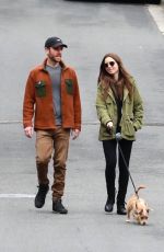 LILY COLLINS and Charlie McDowell Out with Their Dog in Beverly Hills 04/06/2020