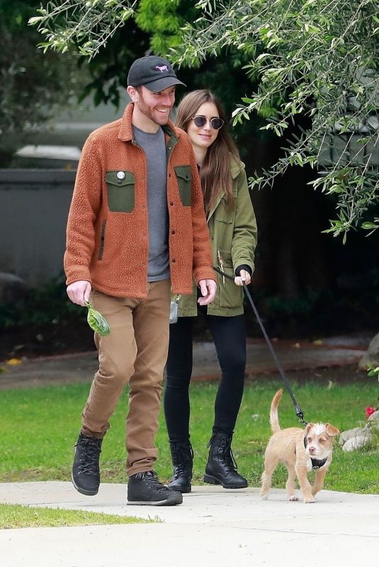 LILY COLLINS and Charlie McDowell Out with Their Dog in Beverly Hills 04/06/2020
