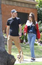 LILY COLLINS and Charlie McDowell Out with Their Dog in Beverly Hills 04/07/2020