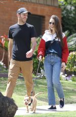 LILY COLLINS and Charlie McDowell Out with Their Dog in Beverly Hills 04/07/2020