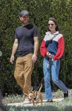 LILY COLLINS and Charlie McDowell Out with Their Dog in Beverly Hills 04/07/2020