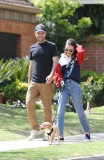 LILY COLLINS and Charlie McDowell Out with Their Dog in Beverly Hills 04/07/2020