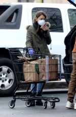 LILY COLLINS Leaves a Grocery Store in Los Angeles 04/09/2020