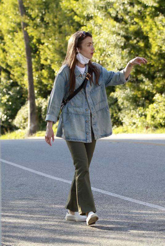 LILY COLLINS Out and About in Beverly Hills 04/17/2020
