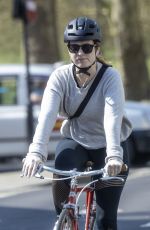 LILY JAMES Riding a Bike Out in London 04/11/2020