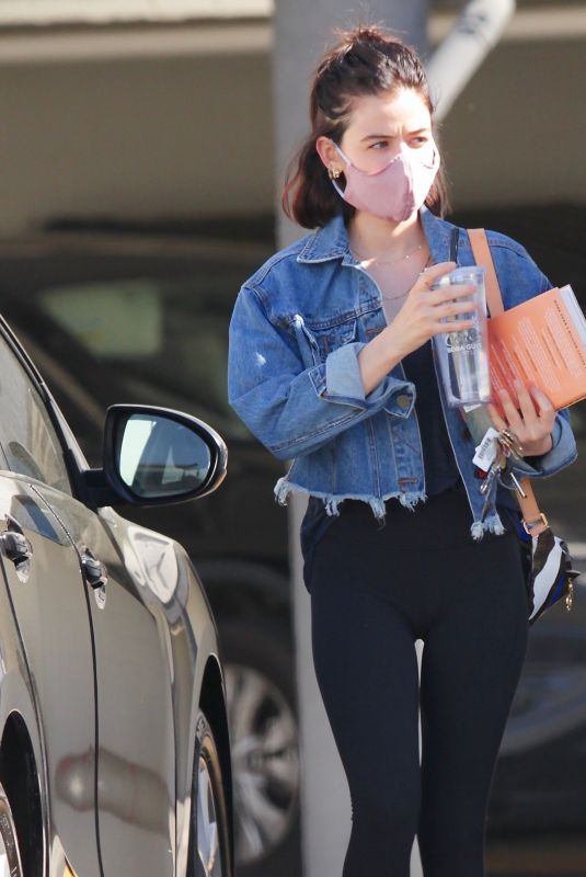 LUCY HALE Gets Coffee at Starbucks Drive-thru in Los Angeles 04/23/2020