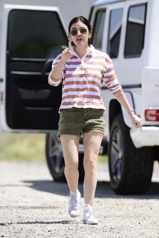 LUCY HALE in Shorts Out in Los Angeles 04/26/2020
