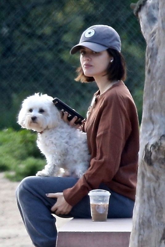 LUCY HALE Out with Her Dog at a Park in Los Angeles 04/02/2020