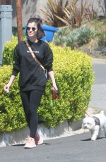 LUCY HALE Out with Her Dog Elvis in Los Angeles 04/01/2020