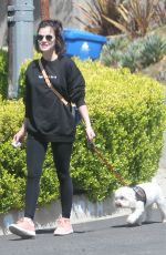 LUCY HALE Out with Her Dog Elvis in Los Angeles 04/01/2020