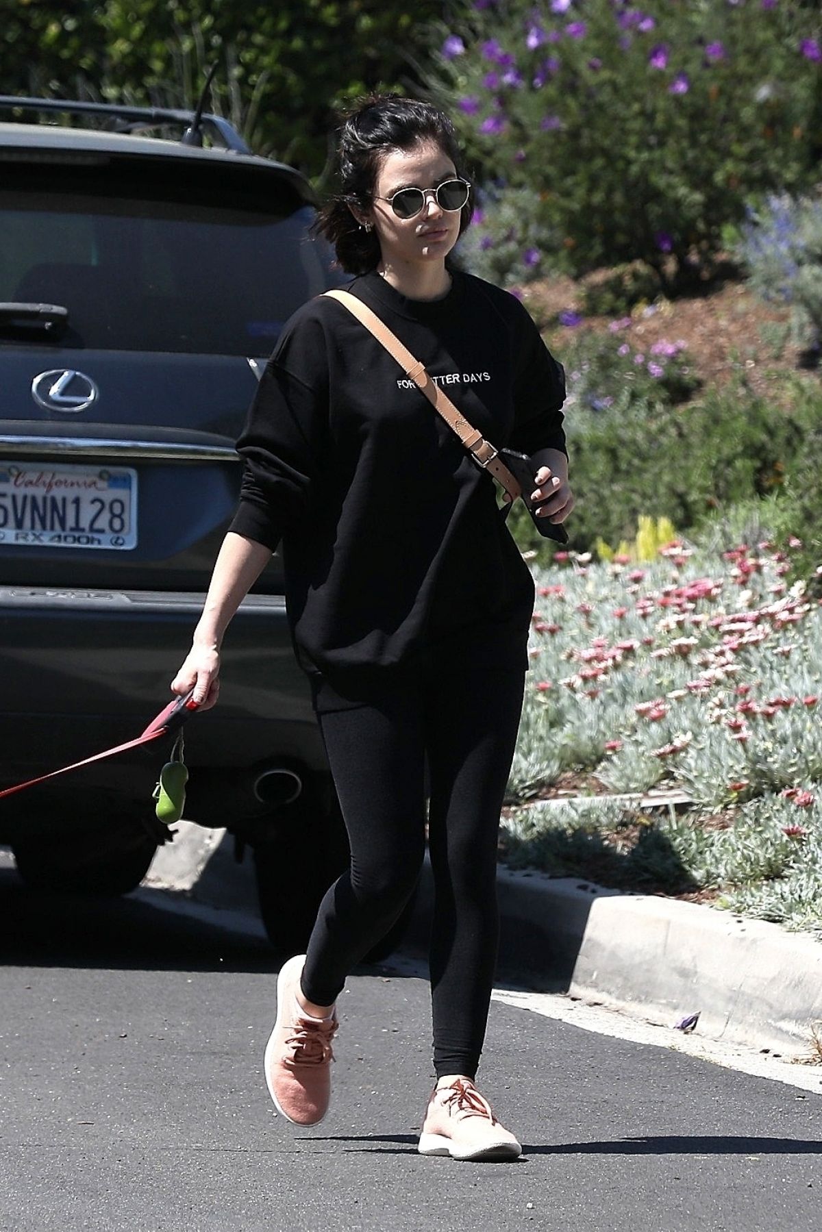 LUCY HALE Out with Her Dog Elvis in Los Angeles 04/01/2020 – HawtCelebs