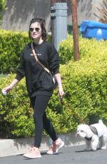 LUCY HALE Out with Her Dog Elvis in Los Angeles 04/01/2020