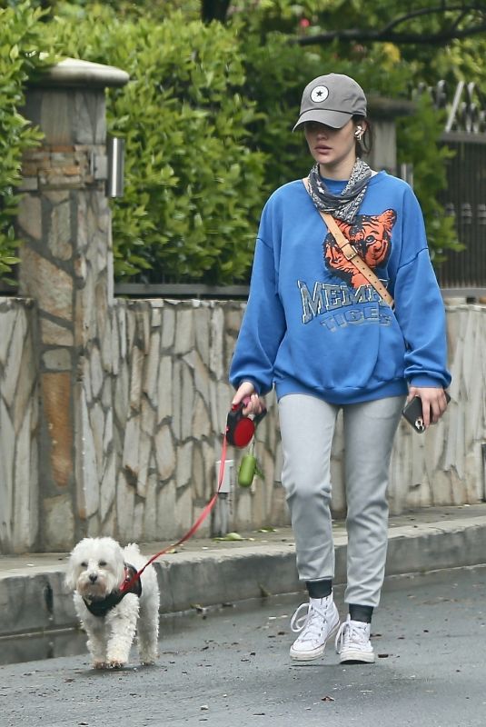 LUCY HALE Out with Her Dog Elvis in Los Angeles 04/10/2020