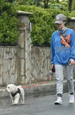 LUCY HALE Out with Her Dog Elvis in Los Angeles 04/10/2020