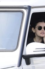 LUCY HALE Takes a Coffee from Starbuck Drive Thru in Los Angeles 04/04/2020