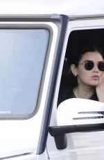 LUCY HALE Takes a Coffee from Starbuck Drive Thru in Los Angeles 04/04/2020