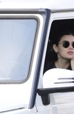 LUCY HALE Takes a Coffee from Starbuck Drive Thru in Los Angeles 04/04/2020