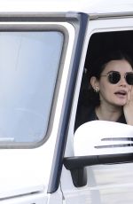 LUCY HALE Takes a Coffee from Starbuck Drive Thru in Los Angeles 04/04/2020