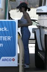 LUCY HALE Wearing Mask at a Gas Station in Beverly Hills 04/14/2020