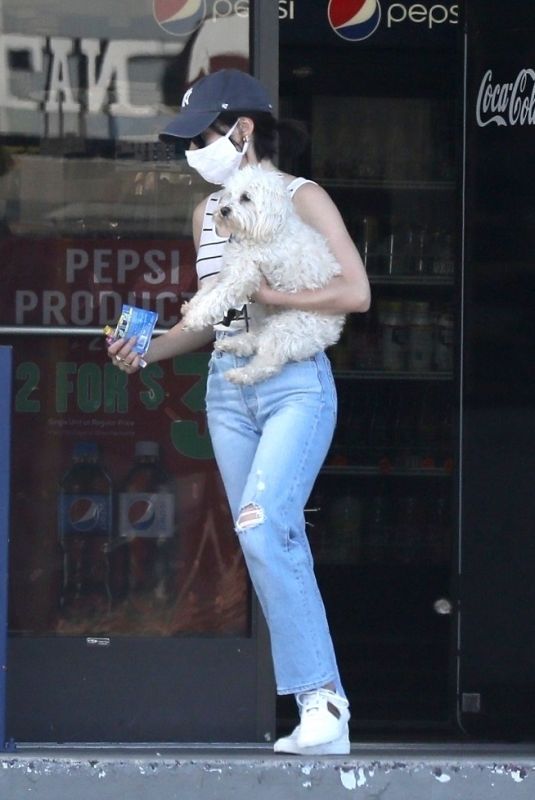 LUCY HALE Wearing Mask at a Gas Station in Beverly Hills 04/14/2020