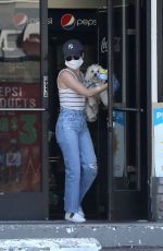 LUCY HALE Wearing Mask at a Gas Station in Beverly Hills 04/14/2020