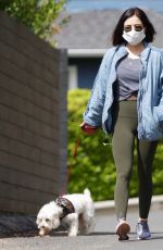 LUCY HALE Wearing Mask Out with Her Dog in Los Angeles 04/13/2020
