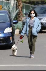 LUCY HALE Wearing Mask Out with Her Dog in Los Angeles 04/13/2020