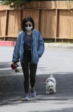 LUCY HALE Wearing Mask Out with Her Dog in Los Angeles 04/13/2020