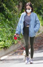 LUCY HALE Wearing Mask Out with Her Dog in Los Angeles 04/13/2020