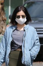 LUCY HALE Wearing Mask Out with Her Dog in Los Angeles 04/13/2020