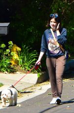 LUCY HALE Wearing Mask Out with Her Dog in Studio City 04/22/2020