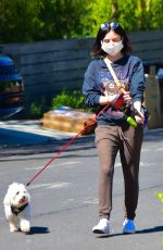 LUCY HALE Wearing Mask Out with Her Dog in Studio City 04/22/2020