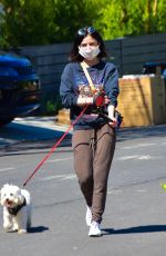 LUCY HALE Wearing Mask Out with Her Dog in Studio City 04/22/2020