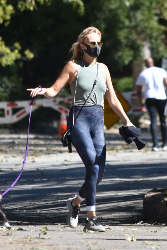 MALIN AKERMAN Wearing Mask Out with Her Dog at Griffith Park 04/15/2020